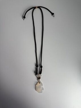 Black Cord Necklace with White Fox Jade Pendant